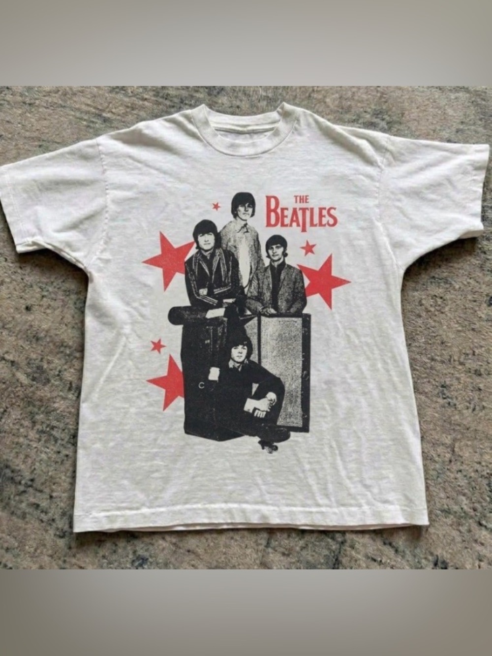 The Beatles Red Stars Graphic T-Shirt, Vintage 90s Music Merch Tour T-Shirt